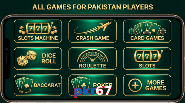 Main screen of Pkr67 games page for PK players